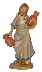 Immagine di Donna con Brocca cm 16 (6,3 inch) Lux Presepe Euromarchi in plastica PVC per esterno tinto legno Stile Tradizionale