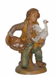 Picture of Shepherd with Goose cm 16 (6,3 inch) Lux Euromarchi Nativity Scene Traditional style in wood stained plastic PVC for outdoor use