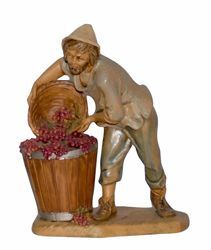 Picture of Shepherd with Grape cm 16 (6,3 inch) Lux Euromarchi Nativity Scene Traditional style in wood stained plastic PVC for outdoor use