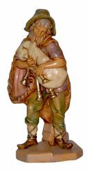 Picture of Bagpiper Shepherd cm 16 (6,3 inch) Lux Euromarchi Nativity Scene Traditional style in wood stained plastic PVC for outdoor use