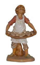 Picture of Shepherd with Bread cm 16 (6,3 inch) Lux Euromarchi Nativity Scene Traditional style in wood stained plastic PVC for outdoor use