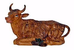 Picture of Ox cm 20 (8 inch) Lux Euromarchi Nativity Scene Traditional style in wood stained plastic PVC for outdoor use