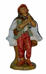 Picture of Young Shepherd with Flute cm 20 (8 inch) Lux Euromarchi Nativity Scene Traditional style in wood stained plastic PVC for outdoor use