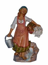 Picture of Washerwoman cm 20 (8 inch) Lux Euromarchi Nativity Scene Traditional style in wood stained plastic PVC for outdoor use