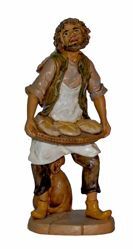 Picture of Shepherd with Bread cm 20 (8 inch) Lux Euromarchi Nativity Scene Traditional style in wood stained plastic PVC for outdoor use