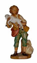 Picture of Shepherd with Sheep cm 20 (8 inch) Lux Euromarchi Nativity Scene Traditional style in wood stained plastic PVC for outdoor use