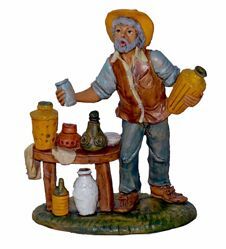 Picture of Man with Jugs cm 20 (8 inch) Lux Euromarchi Nativity Scene Traditional style in wood stained plastic PVC for outdoor use