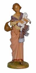 Picture of Woman with Sheep cm 30 (12 inch) Lux Euromarchi Nativity Scene Traditional style in wood stained plastic PVC for outdoor use