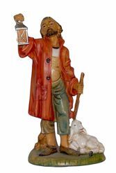 Picture of Shepherd with Lantern cm 30 (12 inch) Lux Euromarchi Nativity Scene Traditional style in wood stained plastic PVC for outdoor use