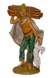 Picture of Shepherd with Wood cm 30 (12 inch) Lux Euromarchi Nativity Scene Traditional style in wood stained plastic PVC for outdoor use