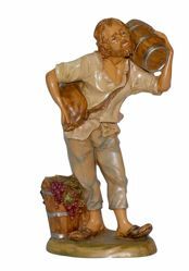 Picture of Man with Barrel cm 30 (12 inch) Lux Euromarchi Nativity Scene Traditional style in wood stained plastic PVC for outdoor use