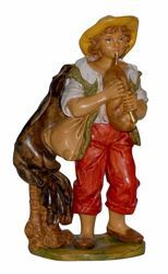 Picture of Shepherd with Flute cm 20 (8 inch) Euromarchi Nativity Scene Neapolitan style in wood stained plastic PVC for outdoor use