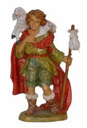 Picture of Shepherd with Sheep cm 30 (12 inch) Euromarchi Nativity Scene Neapolitan style in wood stained plastic PVC for outdoor use