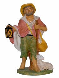 Picture of Shepherd with Lantern cm 30 (12 inch) Euromarchi Nativity Scene Neapolitan style in wood stained plastic PVC for outdoor use