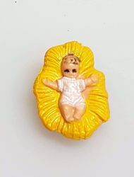 Immagine di Gesù Bambino in Culla cm 4 (1,6 inch) Presepe Pellegrini Colorato Statua in plastica PVC Arabo tradizionale piccolo per interno esterno 