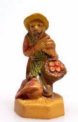 Picture of Shepherd begging for Alms cm 4 (1,6 inch) Pellegrini Nativity Scene small size Statue Wood Stained plastic PVC traditional Arabic indoor outdoor use 