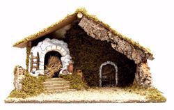 Picture of Stable cm 13 (5,1 inch) handmade Euromarchi Nativity Village setting in Wood Cork Moss 
