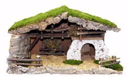 Picture of Stable cm 12 (4,7 inch) handmade Euromarchi Nativity Village setting in Wood Cork Moss 