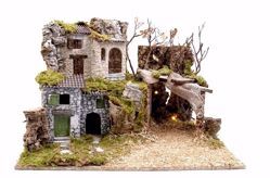 Picture of Landscape with Lights cm 10 (3,9 inch) handmade Euromarchi Nativity Village in Wood Cork Moss 