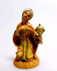 Picture of Melchior Saracen Wise King cm 6 (2,4 inch) Pellegrini Nativity Scene small size Statue Wood Stained plastic PVC traditional Arabic indoor outdoor use 