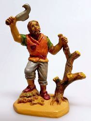 Picture of Lumberjack cm 6 (2,4 inch) Pellegrini Nativity Scene small size Statue Wood Stained plastic PVC traditional Arabic indoor outdoor use 