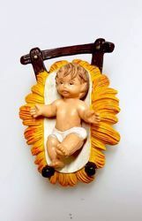 Immagine di Gesù Bambino in Culla cm 8 (3,1 inch) Presepe Pellegrini Colorato Statua in plastica PVC Arabo tradizionale piccolo per interno esterno 