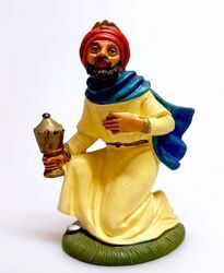 Picture of Melchior Saracen Wise King cm 10 (3,9 inch) Pellegrini Nativity Scene small size Statue Bright Colors plastic PVC traditional Arabic indoor outdoor use 