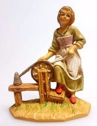 Picture of Woman Spinning cm 10 (3,9 inch) Pellegrini Nativity Scene small size Statue Wood Stained plastic PVC traditional Arabic indoor outdoor use 