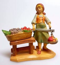 Picture of Woman with Fruit cm 10 (3,9 inch) Pellegrini Nativity Scene small size Statue Wood Stained plastic PVC traditional Arabic indoor outdoor use 