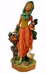 Immagine di Donna con Frutta cm 50 (19,7 inch) Presepe Pellegrini in Resina Oxolite Arabo tradizionale Statua grande per interno esterno