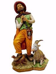 Picture of Shepherd with Flute and Goat cm 50 (19,7 inch) Pellegrini Nativity Scene large size Statue in Oxolite Resin indoor outdoor use traditional Arabic
