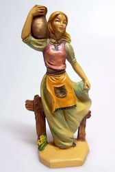 Immagine di Donna con Anfora cm 16 (6,3 inch) Presepe Pellegrini Tinto Legno Statua in plastica PVC Arabo tradizionale piccolo per interno esterno 