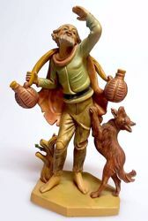 Picture of Shepherd with Jugs cm 16 (6,3 inch) Pellegrini Nativity Scene small size Statue Wood Stained plastic PVC traditional Arabic indoor outdoor use 