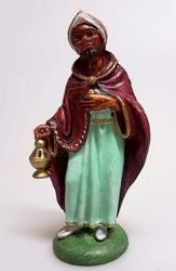 Picture of Balthazar Black Wise King cm 12 (4,7 inch) Pellegrini Nativity Scene small size Statue Bright Colors plastic PVC traditional Arabic indoor outdoor use 