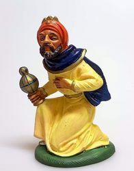 Picture of Melchior Saracen Wise King cm 12 (4,7 inch) Pellegrini Nativity Scene small size Statue Bright Colors plastic PVC traditional Arabic indoor outdoor use 