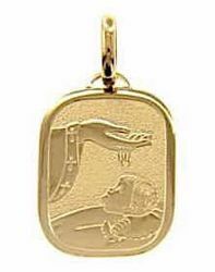 Picture of Baptism Gift of God Sacred Rectangular Medal Pendant in bas-relief for Baptism gr 2,2 Yellow Gold 18k for Baby Girl and Boy