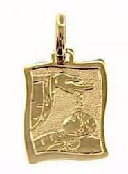 Picture of Baptism Gift of God Sacred Rectangular Medal Pendant in bas-relief for Baptism gr 1,65 Yellow Gold 18k for Baby Girl and Boy