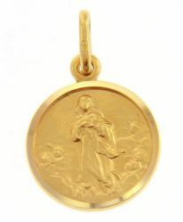Imagen de Madonna Inmaculada Nuestra Señora Virgen María Medalla Sagrada Colgante redonda Acuñación gr 2,7 Oro amarillo 18kt con borde liso para Mujer 