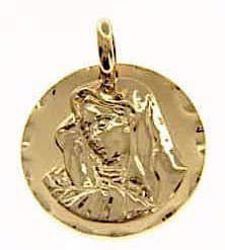 Imagen de Virgen María Nuestra Señora de los Dolores Medalla Sagrada Colgante redonda gr 4,9 Oro amarillo 18kt para Mujer 