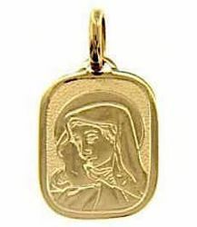 Picture of Madonna Our Lady of Sorrows Sacred Rectangular Medal Pendant in bas-relief gr 2,4 Yellow Gold 18k for Woman 