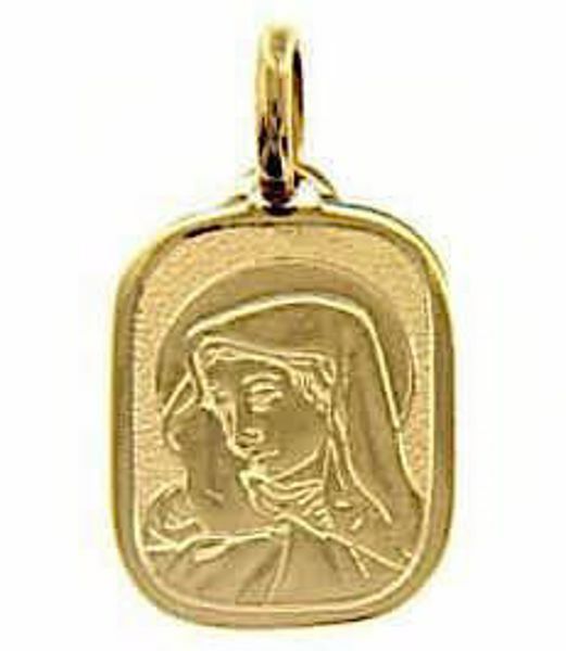 Immagine di Vergine Maria Madonna Addolorata Medaglia Sacra Pendente rettangolare Bassorilievo gr 2,4 Oro giallo 18kt da Donna 
