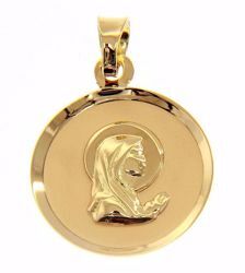 Imagen de Nuestra Señora Madonna en Oración Medalla Sagrada Colgante redonda gr 1,15 Oro amarillo 18kt para Mujer 
