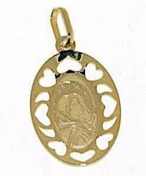Imagen de Virgen con el Niño de Ferruzzi Medalla Sagrada Colgante oval gr 1,15 Oro amarillo 18kt con Marco de Corazón para Mujer 