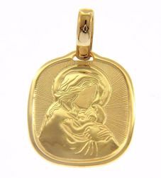 Picture of Madonna and Child and Rays of Light Sacred Square Medal Pendant gr 2,7 Yellow Gold 18k for Woman 