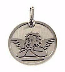 Imagen de Ángel de Rafael Medalla Sagrada Colgante redonda gr 1,6 Oro blanco 18kt para Mujer y para Niña y Niño