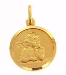 Picture of Angel of Raphael Coining Sacred Medal Round Pendant gr 3,2 Yellow Gold 18k for Woman, Boy and Girl