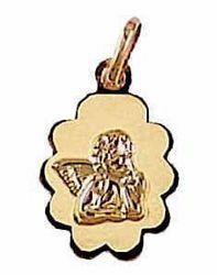 Picture of Angel of Raphael Sacred Oval Medal Pendant gr 0,7 Yellow Gold 18k with flower edge for Woman, Boy and Girl