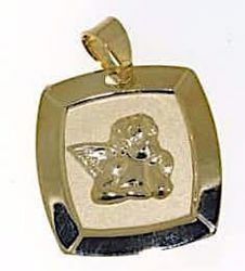 Picture of Angel of Raphael Sacred Square Medal Pendant gr 1,3 Yellow Gold 18k for Woman, Boy and Girl