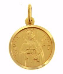 Immagine di Santa Lucia Medaglia Sacra Pendente tonda Conio gr 3,3 Oro giallo 18kt Unisex Donna Uomo 