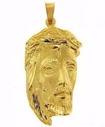 Immagine di Sacro Volto di Gesù con Corona di Spine Ecce Homo Medaglia Pendente gr 17,8 Oro giallo 18kt lastra stampata a rilievo Unisex Donna Uomo 
